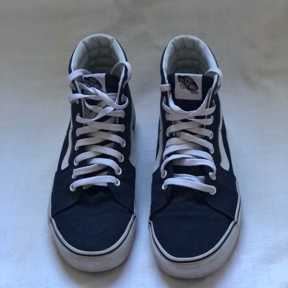 Vans Old Skool High Tops Men 8.5 Women 10 Navy Blue - Picture 1 of 5
